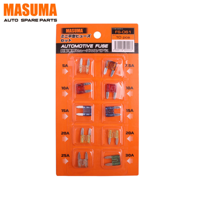 Buy 10 pcs Colorful Standard Blade Automotive Fuses for Car 50-30A MASUMA FS-061 17*9.5*1cm online manufacture